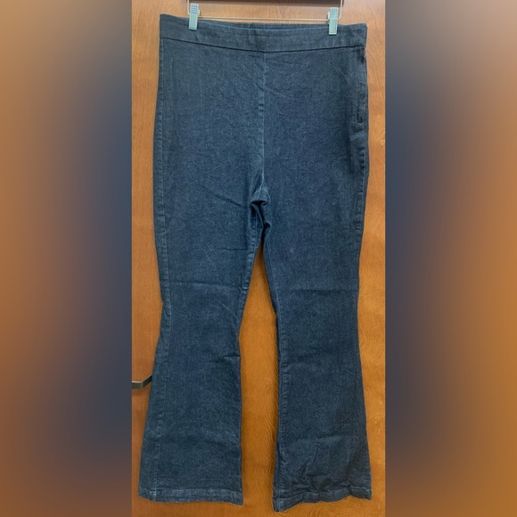 Express flare super high rise denim trousers dark wash side closure size 14 R - Picture 1 of 12